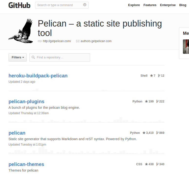 Pelican a static site publishing tool
